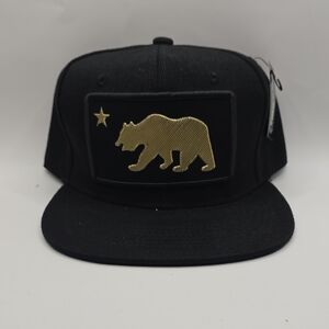 Black Cap with Gold Bear Patch